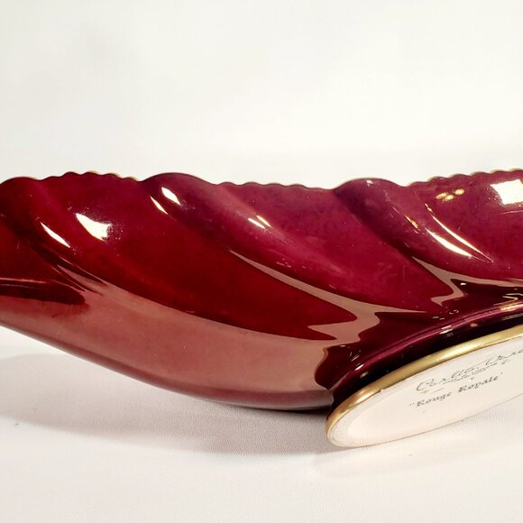 Vintage Carlton Ware 'Rouge Royal' Gravy / Sauce Boat – 1940s, Red & Gold - Picture 9 of 10